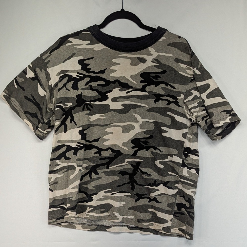 Vintage West Trend Heavyweight Camo T Shirt Active Wear Size Medium‎ Cotton USA